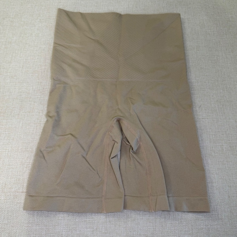 Womens Seamless High Waisted Tummy Control Shapewear Shorts Tan Nude Medium